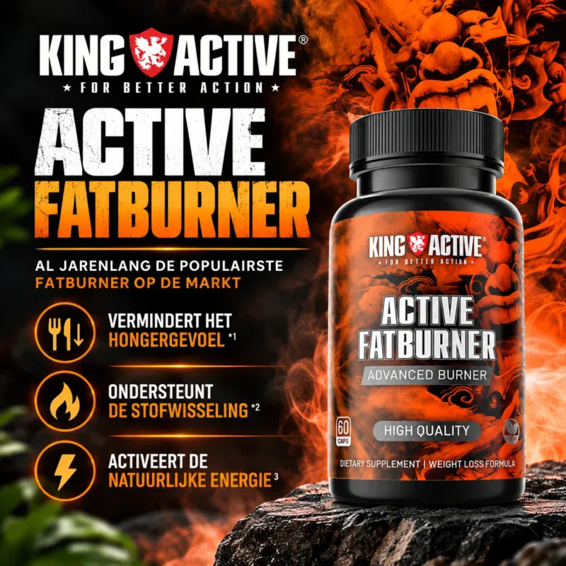 King Active Active Fatburner 60 vegan capsules – voedingssupplement voor mannen met oranje zwarte verpakking